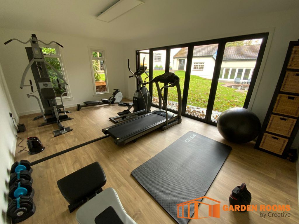 garden room gym with hot tub internal