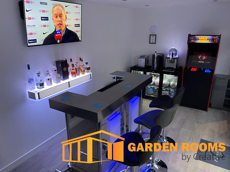 garden room with bar installed by garden rooms by creative